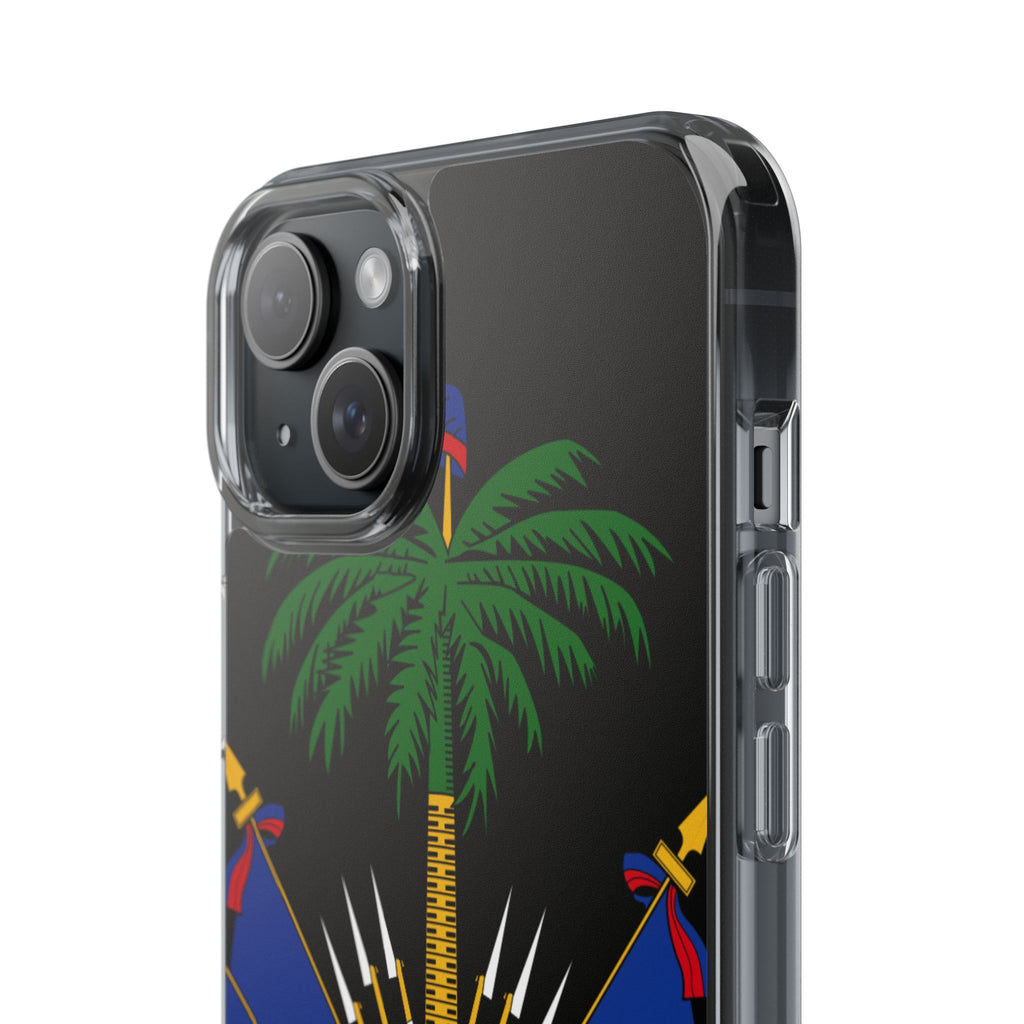 Haitian Flag Clear Phone Case - L'Union Fait La Force
