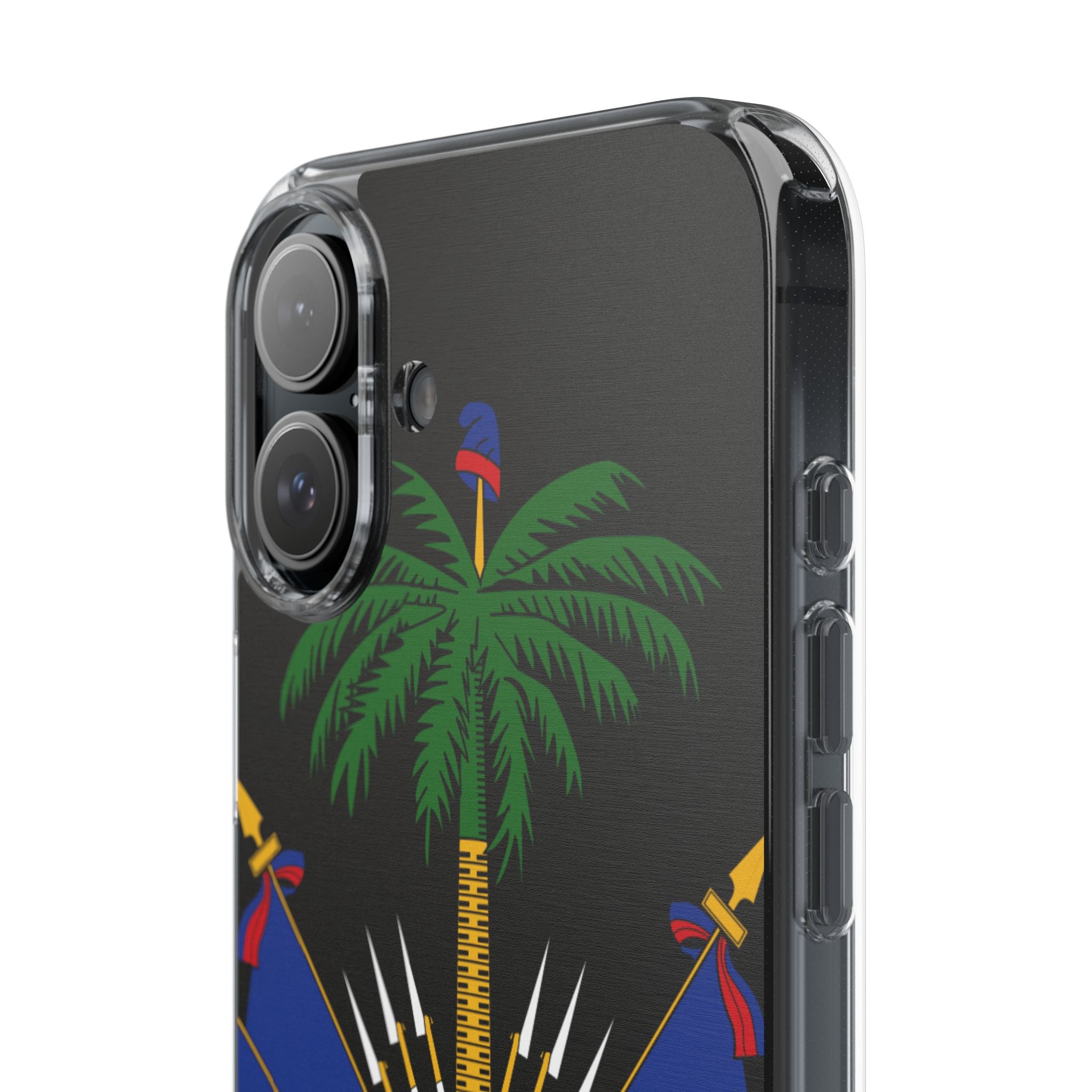 Haitian Flag Clear Phone Case - L'Union Fait La Force