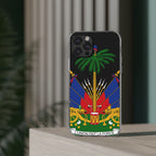 Haitian Flag Clear Phone Case - L'Union Fait La Force