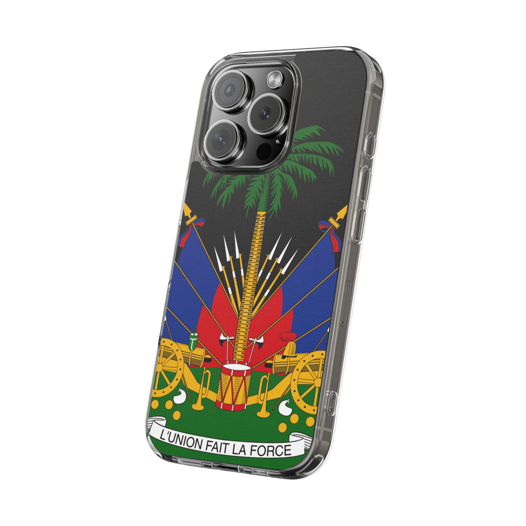Haitian Flag Clear Phone Case - L'Union Fait La Force
