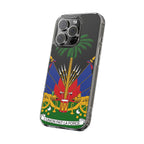 Haitian Flag Clear Phone Case - L'Union Fait La Force