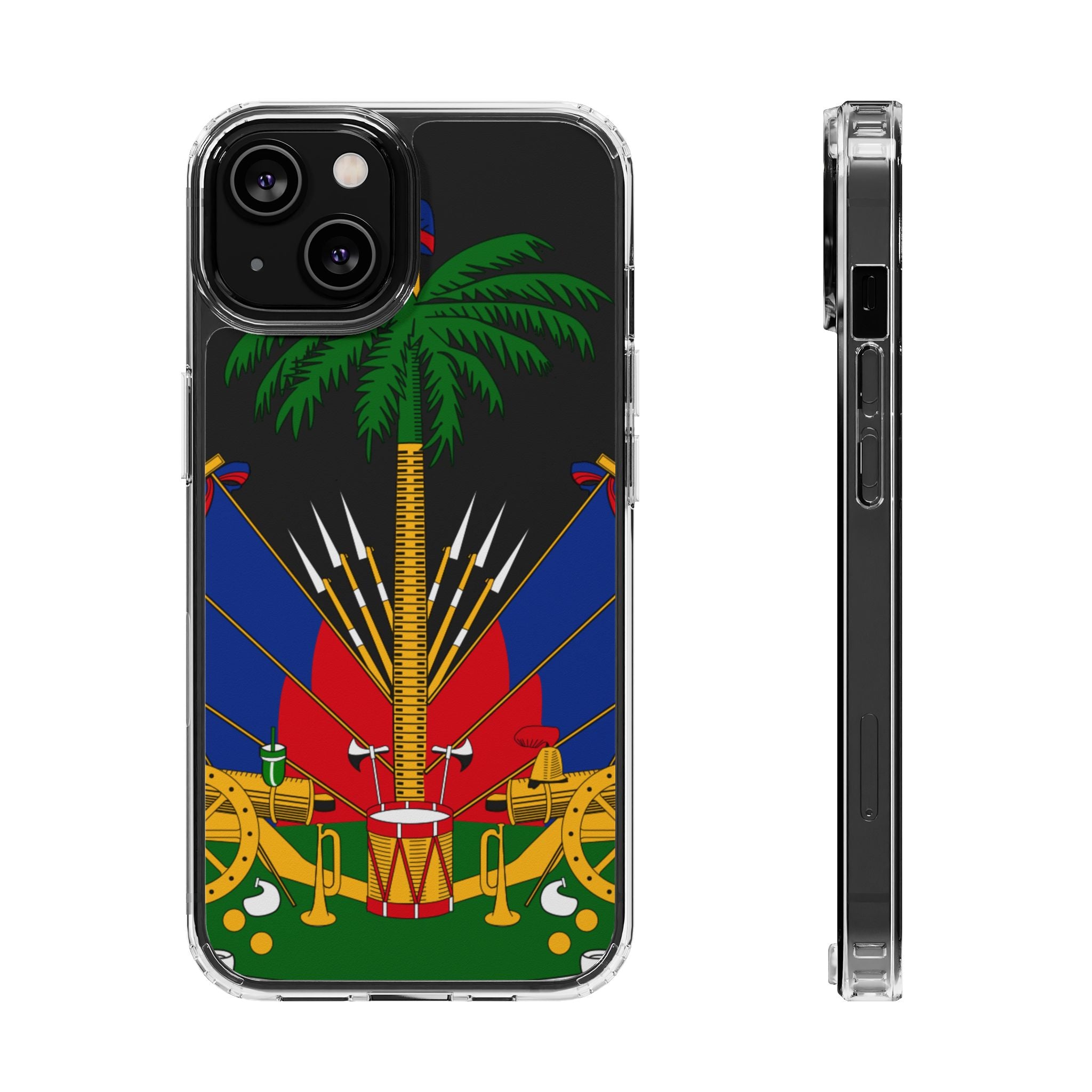 Haitian Flag Clear Phone Case - L'Union Fait La Force