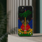 Haitian Flag Clear Phone Case - L'Union Fait La Force