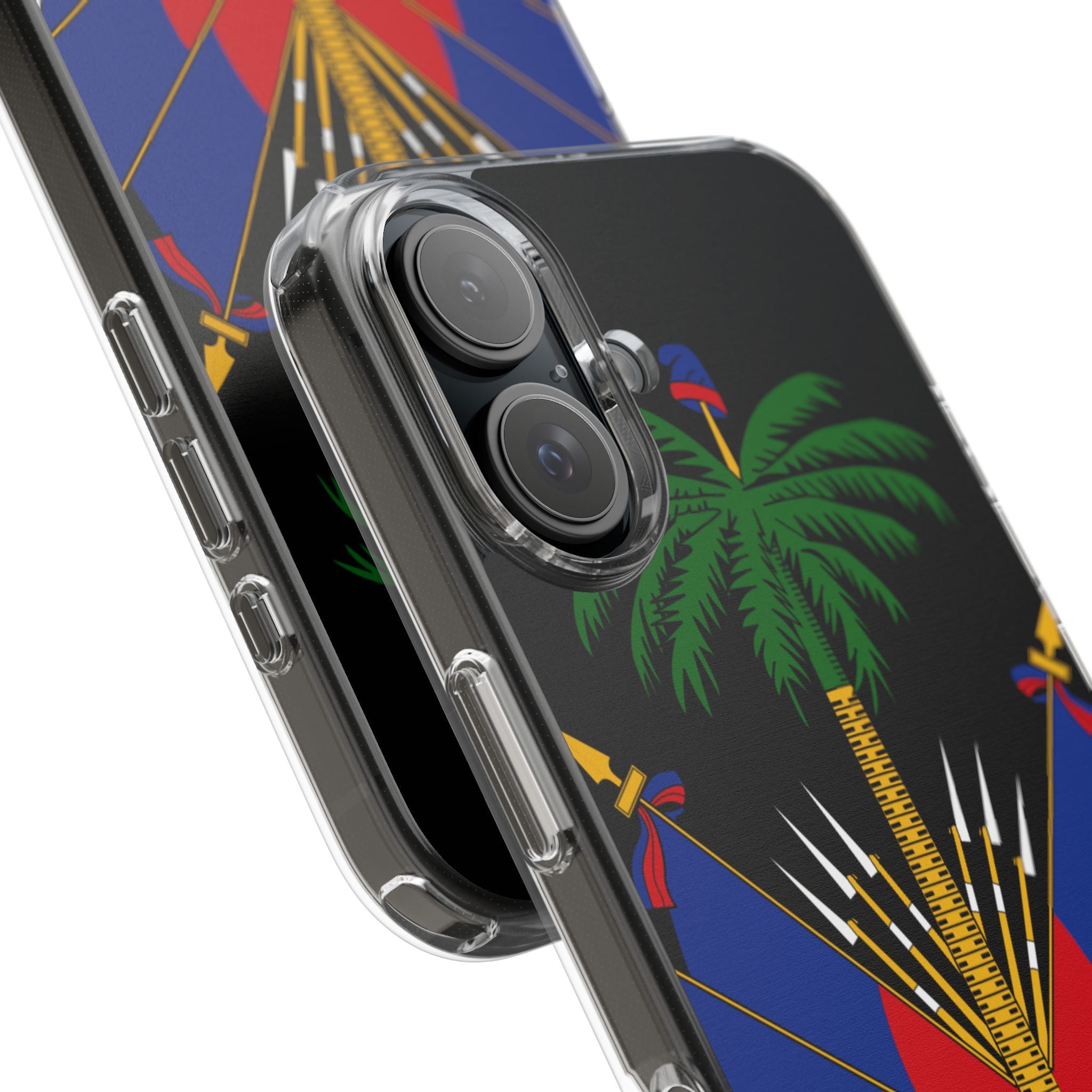 Haitian Flag Clear Phone Case - L'Union Fait La Force