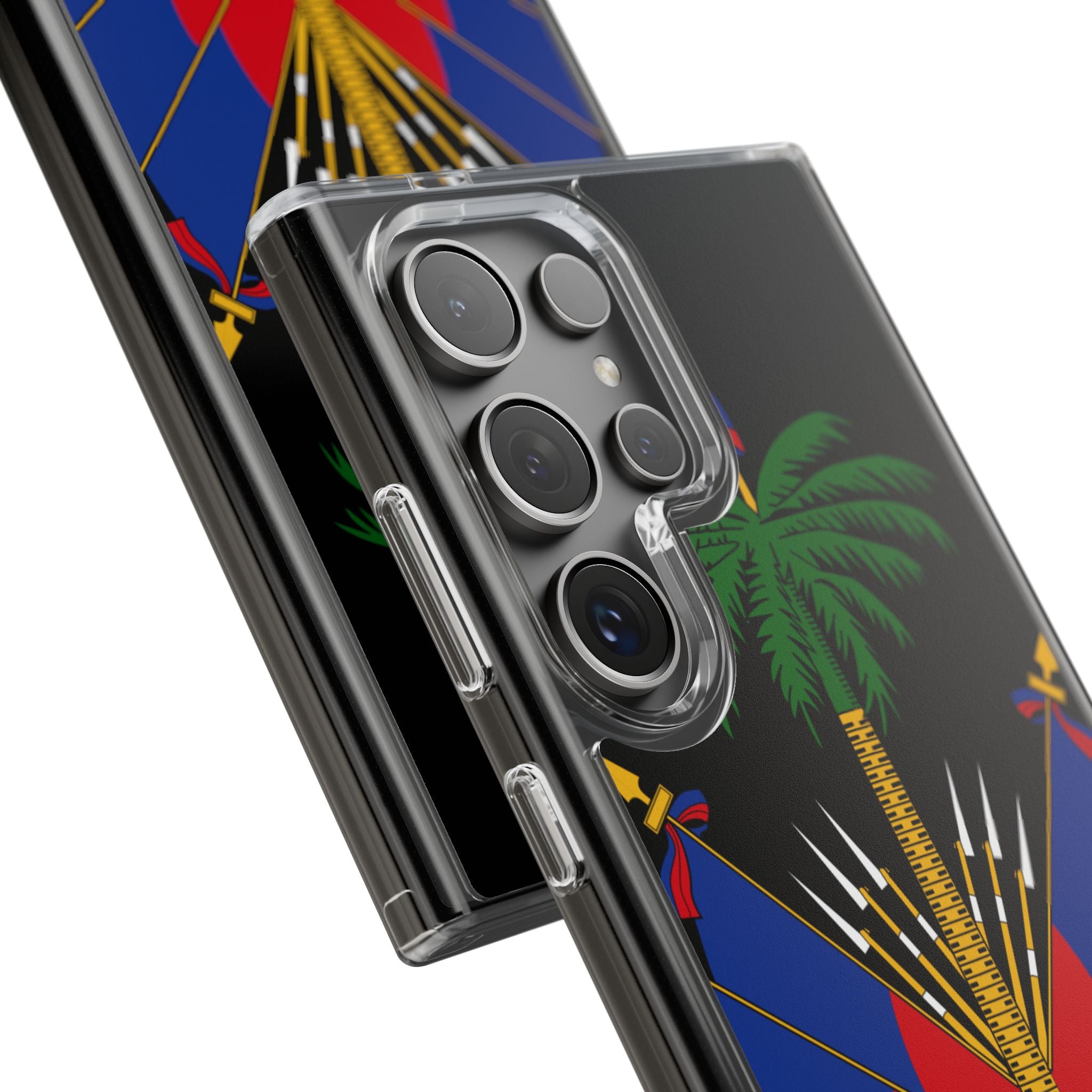 Haitian Flag Clear Phone Case - L'Union Fait La Force