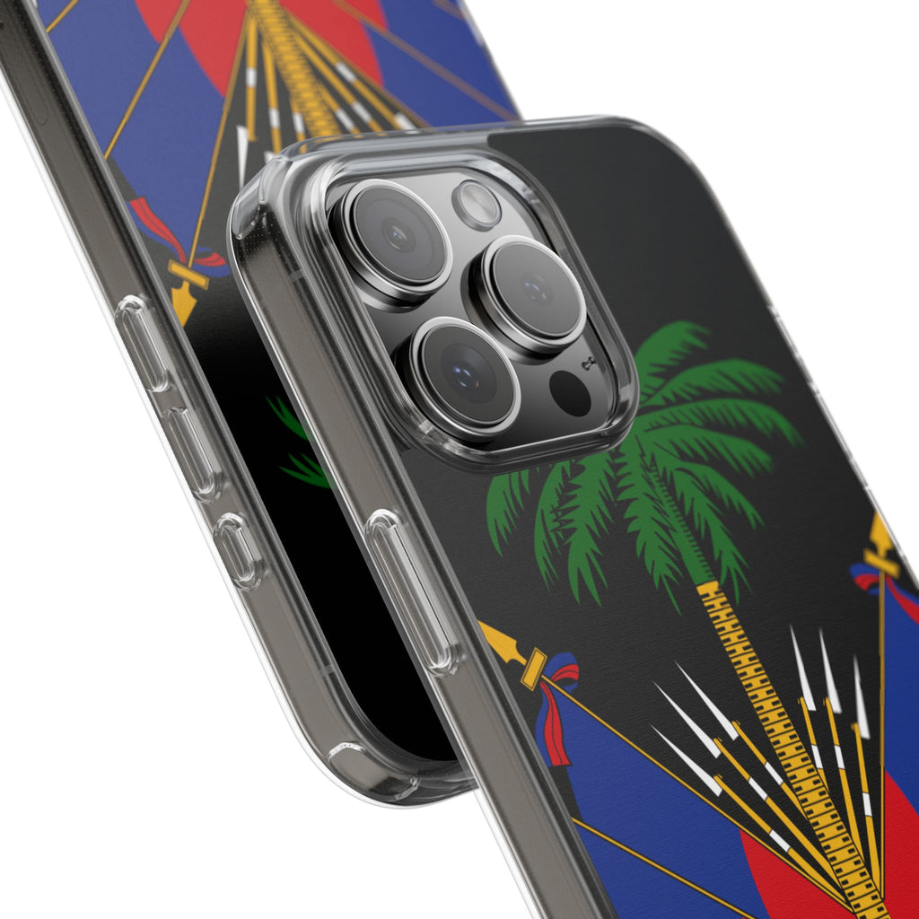 Haitian Flag Clear Phone Case - L'Union Fait La Force