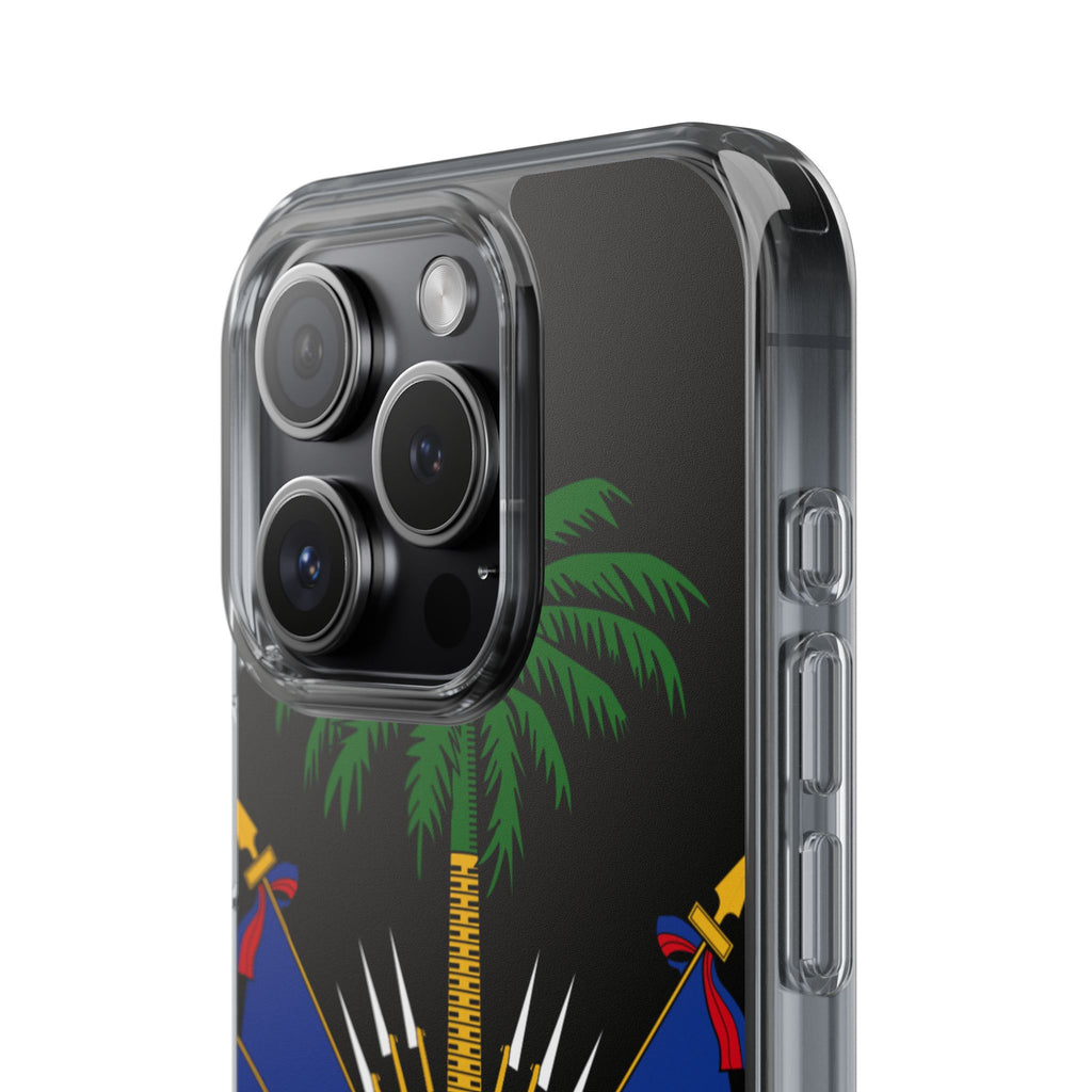 Haitian Flag Clear Phone Case - L'Union Fait La Force