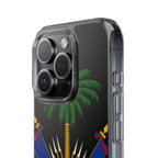 Haitian Flag Clear Phone Case - L'Union Fait La Force