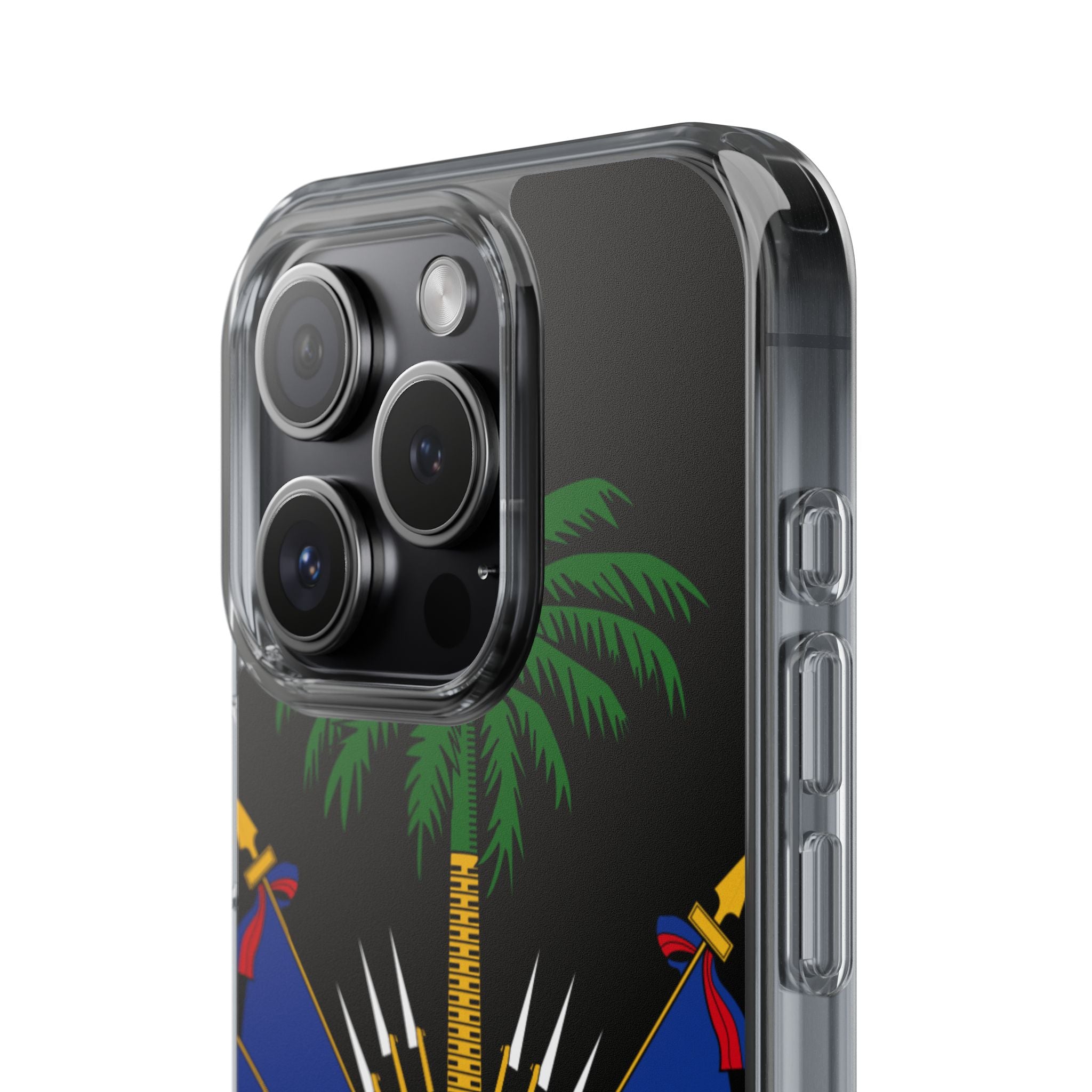 Haitian Flag Clear Phone Case - L'Union Fait La Force