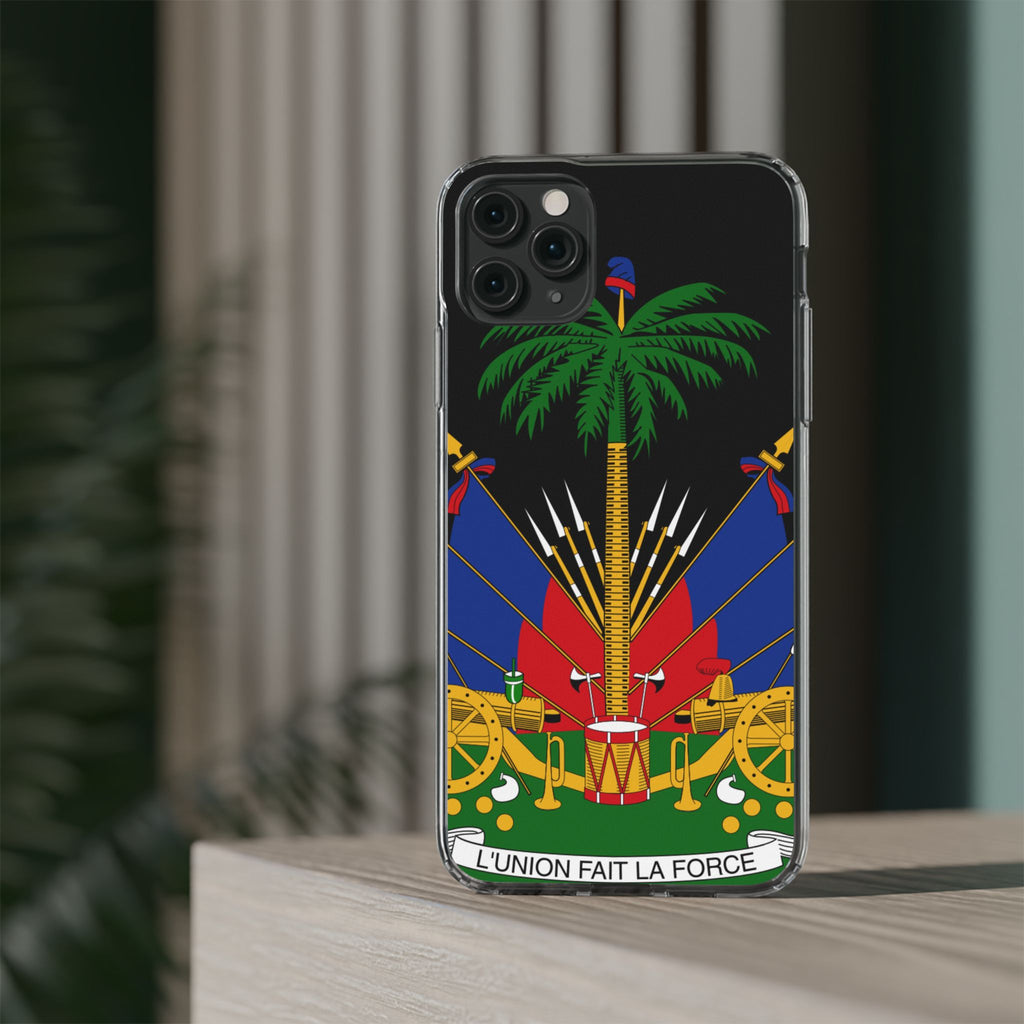 Haitian Flag Clear Phone Case - L'Union Fait La Force