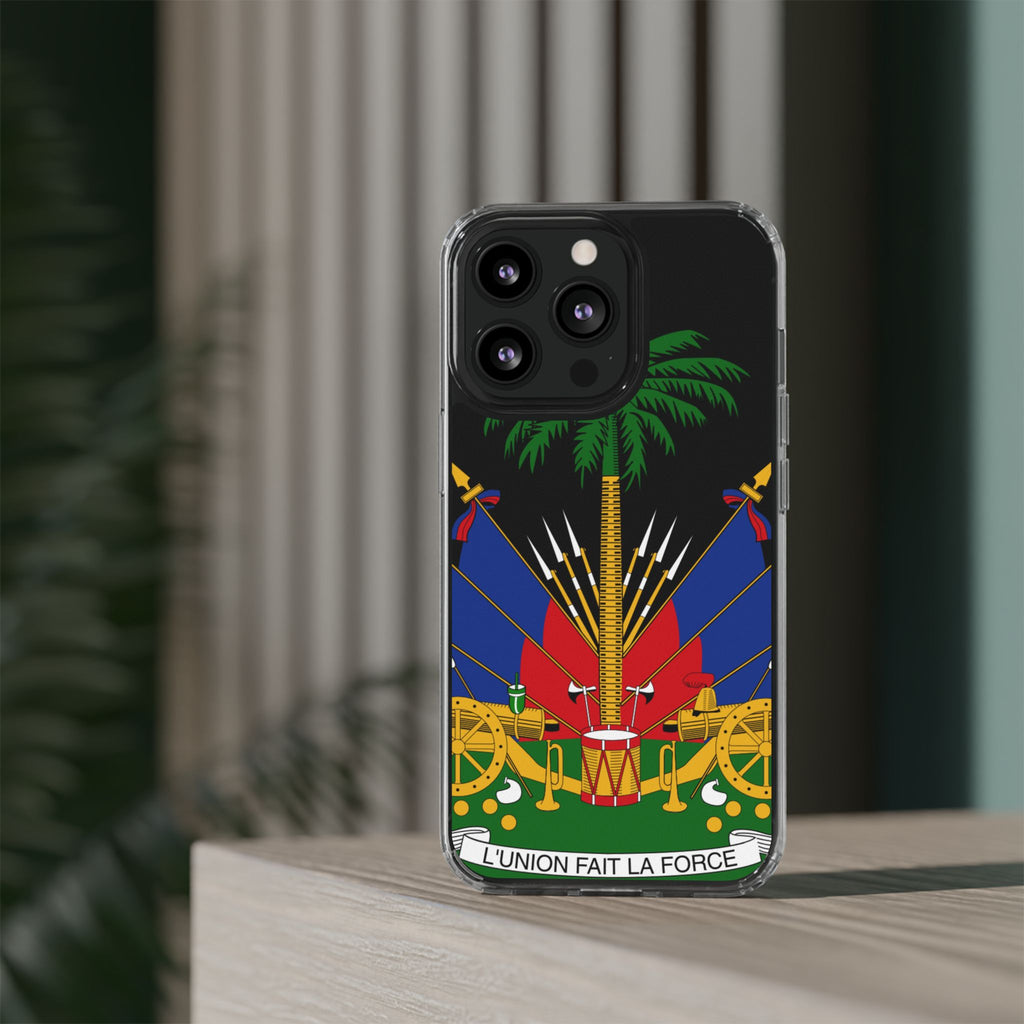 Haitian Flag Clear Phone Case - L'Union Fait La Force