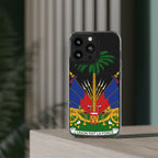 Haitian Flag Clear Phone Case - L'Union Fait La Force