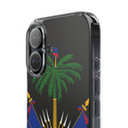 Haitian Flag Clear Phone Case - L'Union Fait La Force