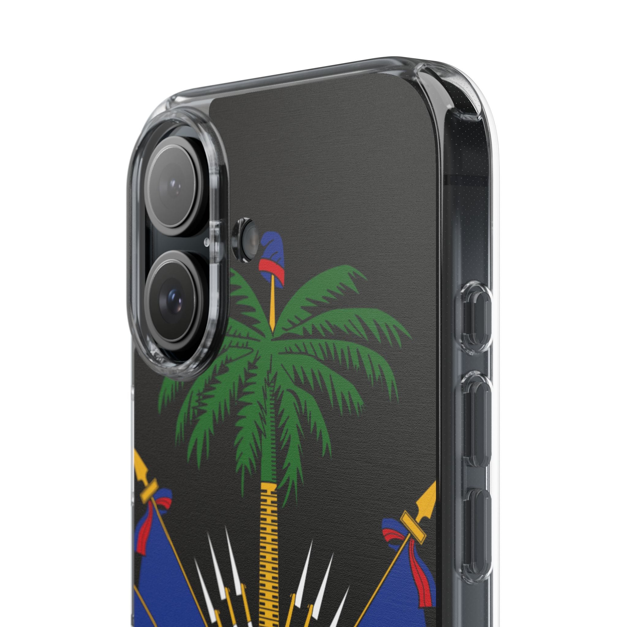 Haitian Flag Clear Phone Case - L'Union Fait La Force