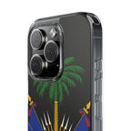 Haitian Flag Clear Phone Case - L'Union Fait La Force