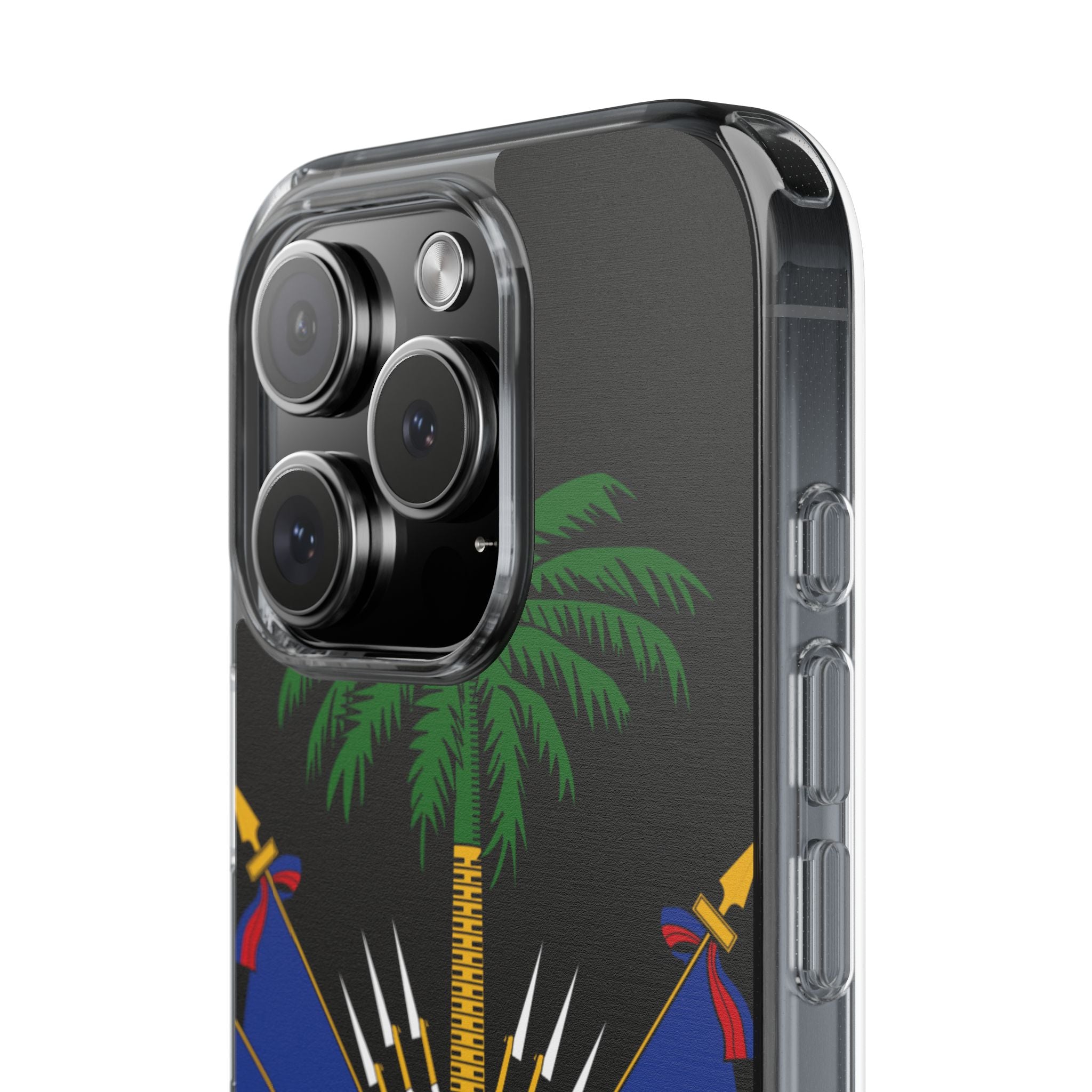 Haitian Flag Clear Phone Case - L'Union Fait La Force