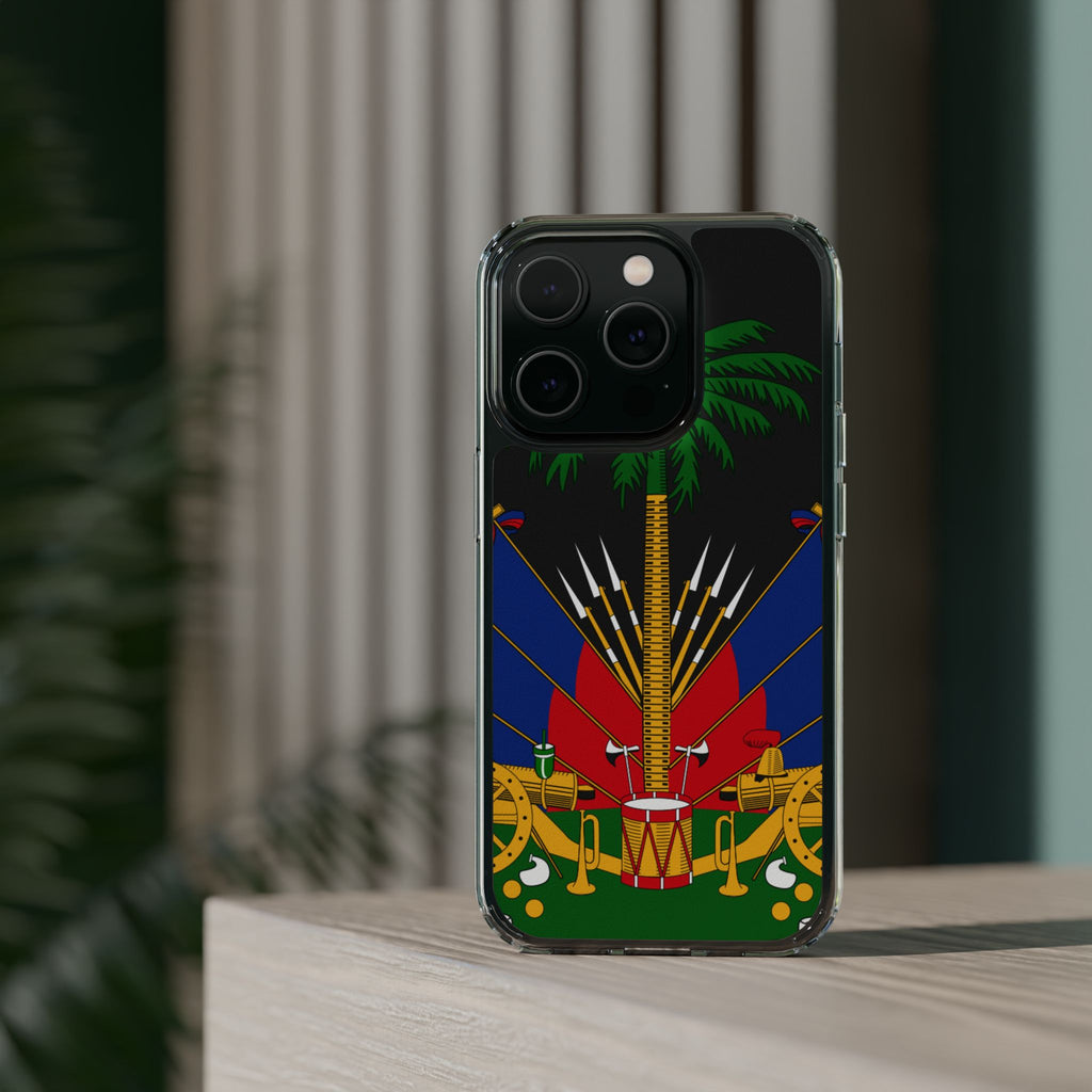 Haitian Flag Clear Phone Case - L'Union Fait La Force