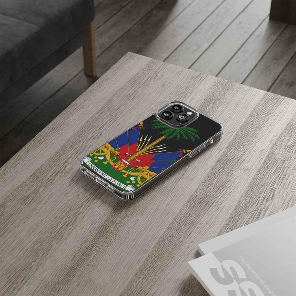 Haitian Flag Clear Phone Case - L'Union Fait La Force