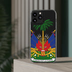Haitian Flag Clear Phone Case - L'Union Fait La Force
