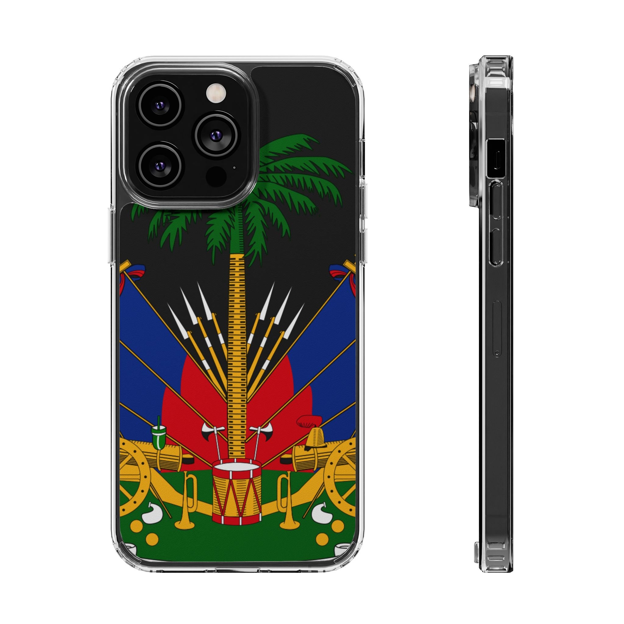 Haitian Flag Clear Phone Case - L'Union Fait La Force