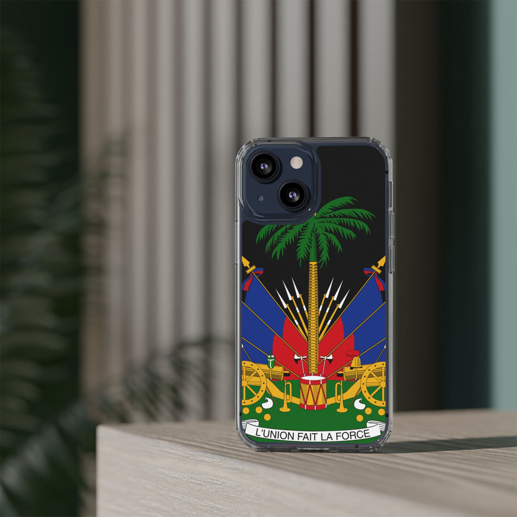 Haitian Flag Clear Phone Case - L'Union Fait La Force