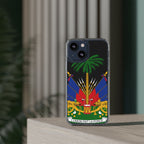 Haitian Flag Clear Phone Case - L'Union Fait La Force