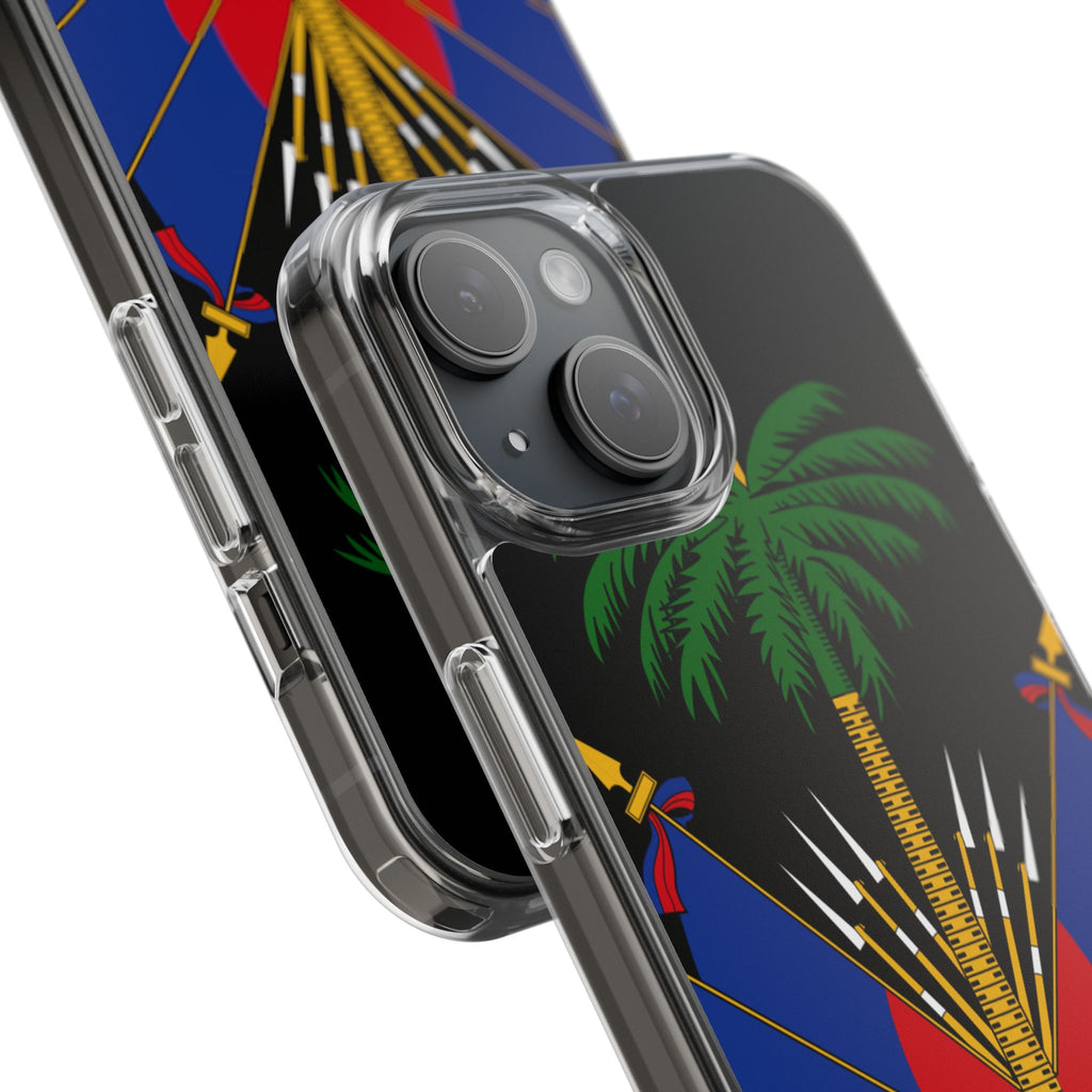 Haitian Flag Clear Phone Case - L'Union Fait La Force