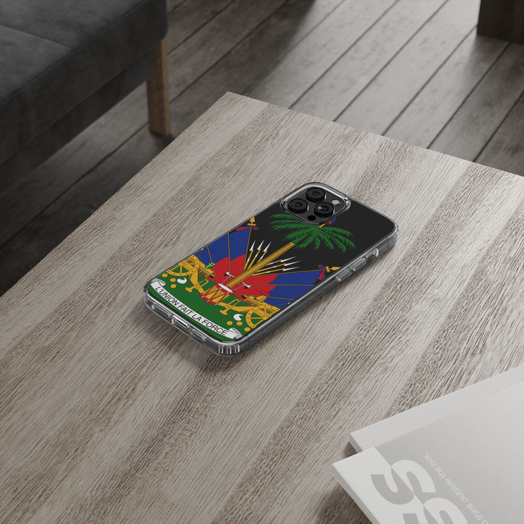 Haitian Flag Clear Phone Case - L'Union Fait La Force