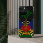 Haitian Flag Clear Phone Case - L'Union Fait La Force