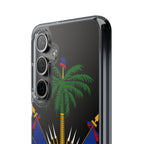Haitian Flag Clear Phone Case - L'Union Fait La Force
