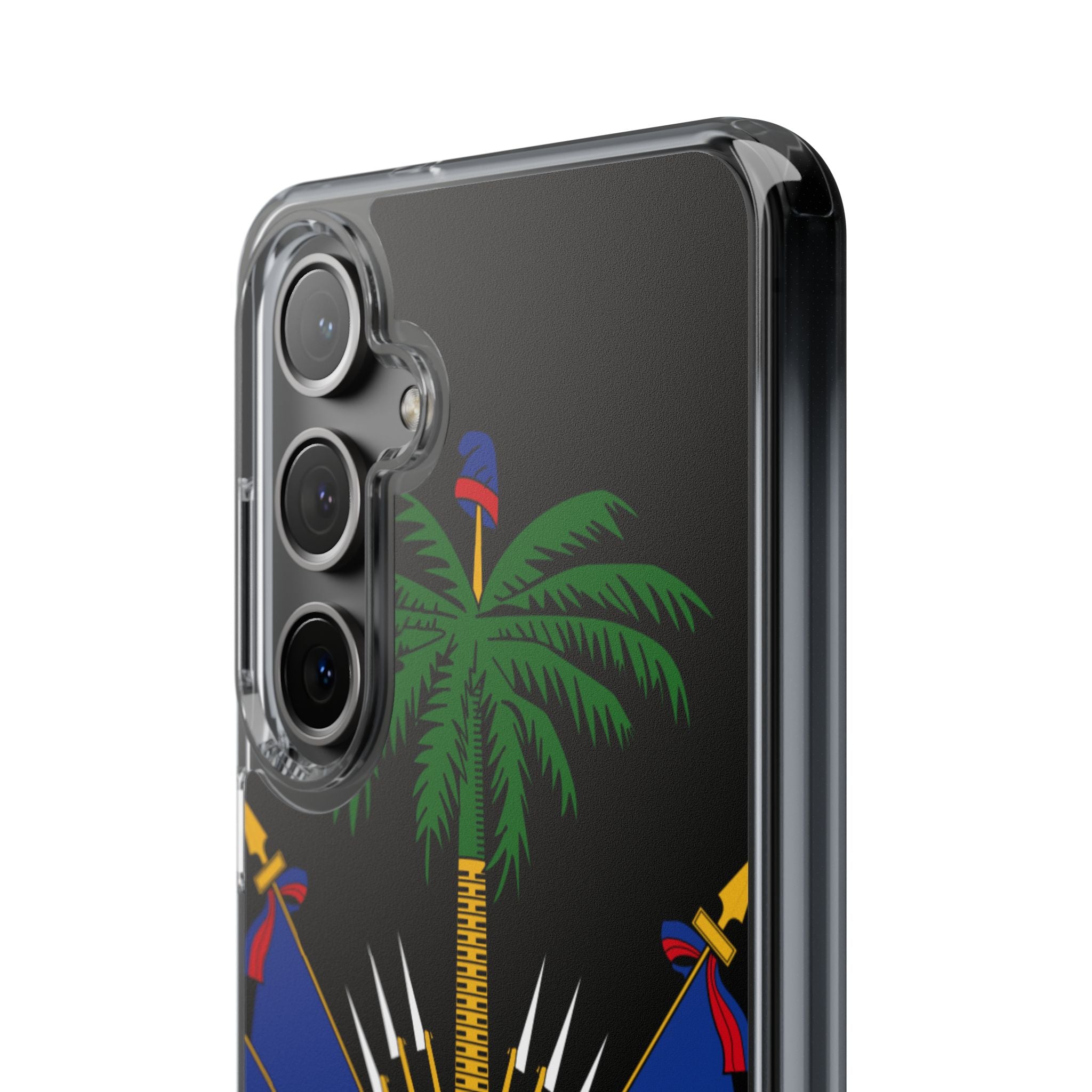 Haitian Flag Clear Phone Case - L'Union Fait La Force