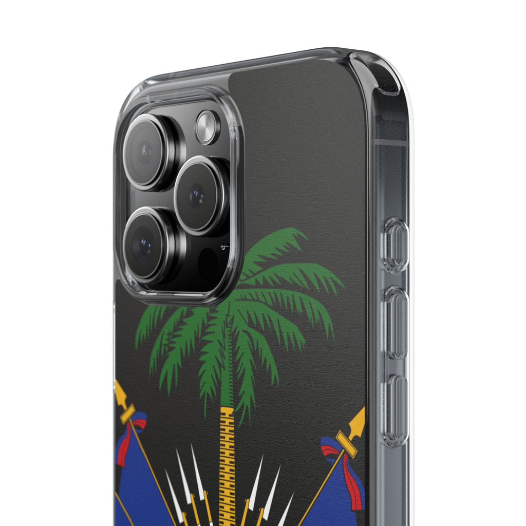 Haitian Flag Clear Phone Case - L'Union Fait La Force