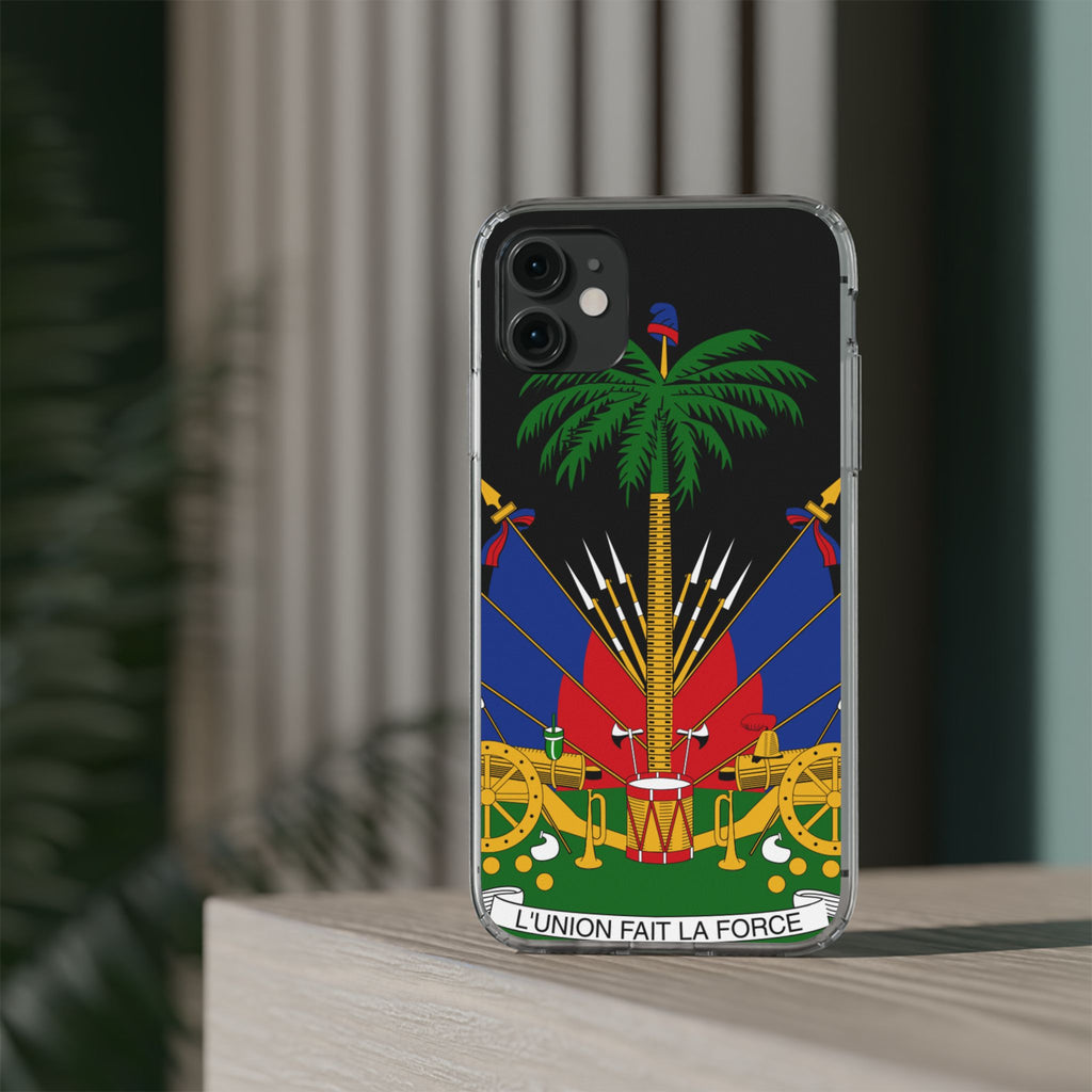 Haitian Flag Clear Phone Case - L'Union Fait La Force