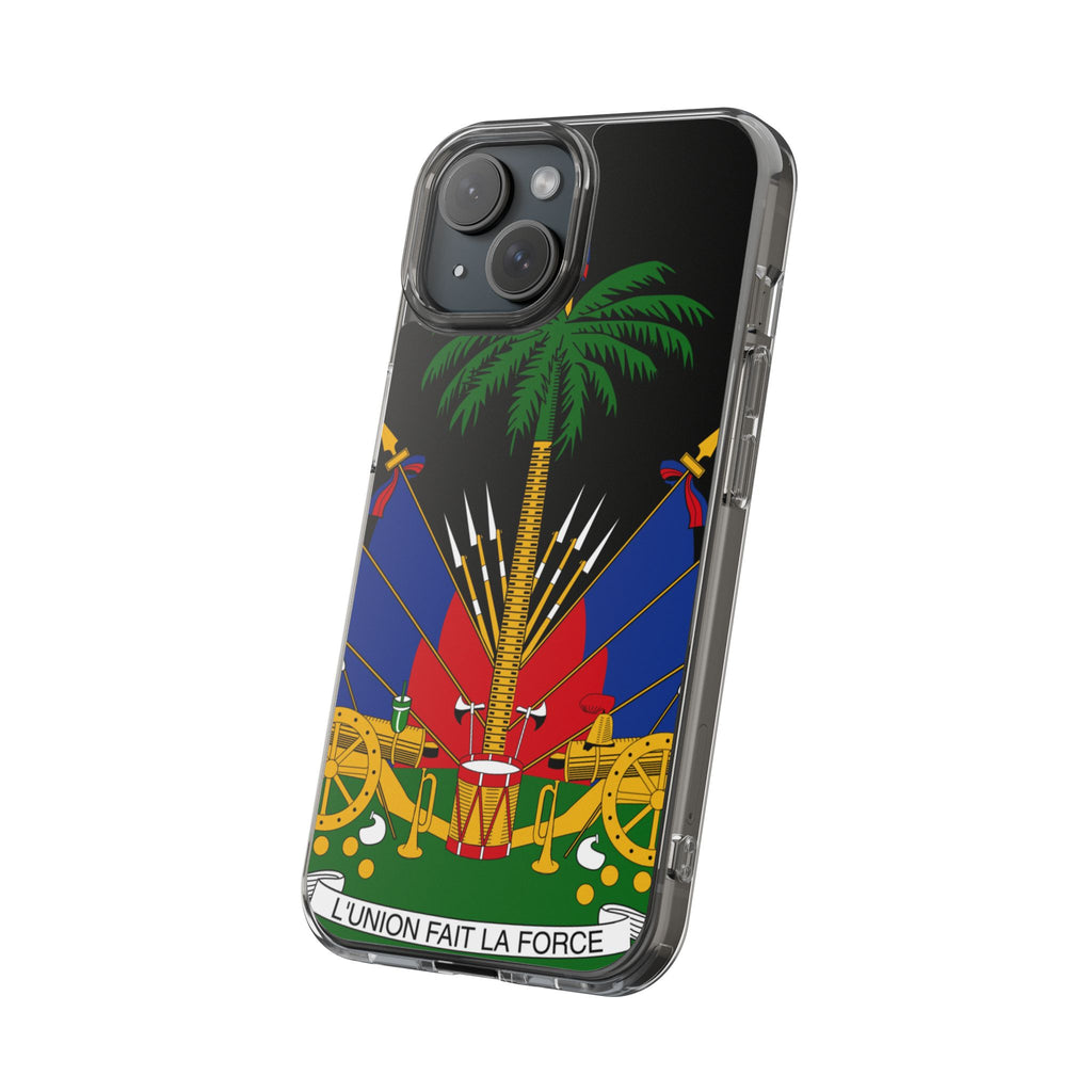 Haitian Flag Clear Phone Case - L'Union Fait La Force
