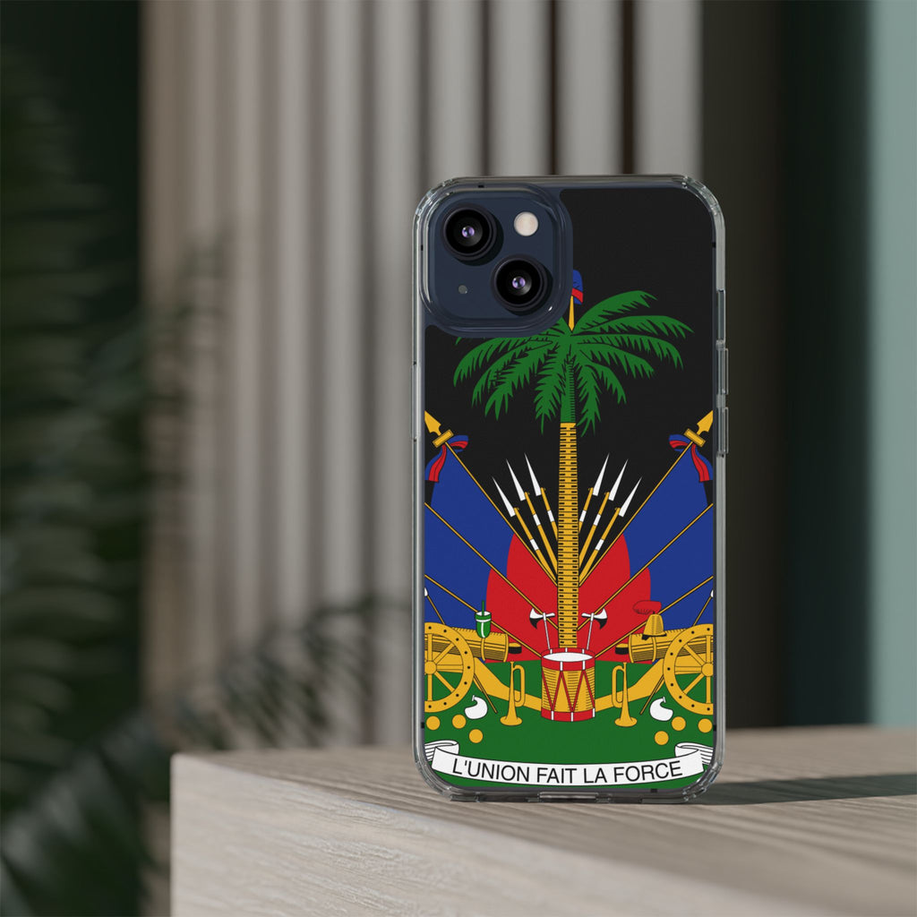 Haitian Flag Clear Phone Case - L'Union Fait La Force