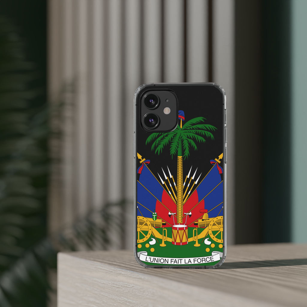Haitian Flag Clear Phone Case - L'Union Fait La Force