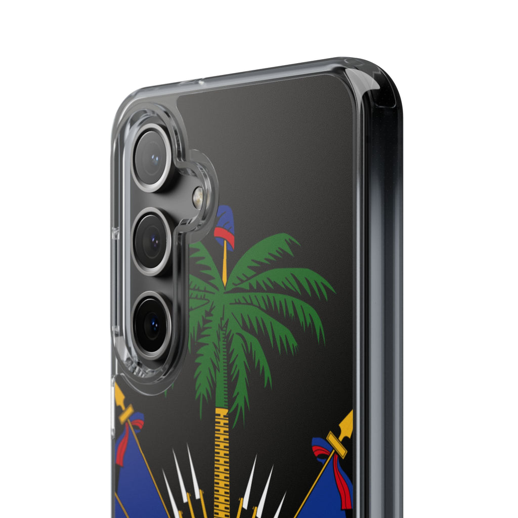 Haitian Flag Clear Phone Case - L'Union Fait La Force