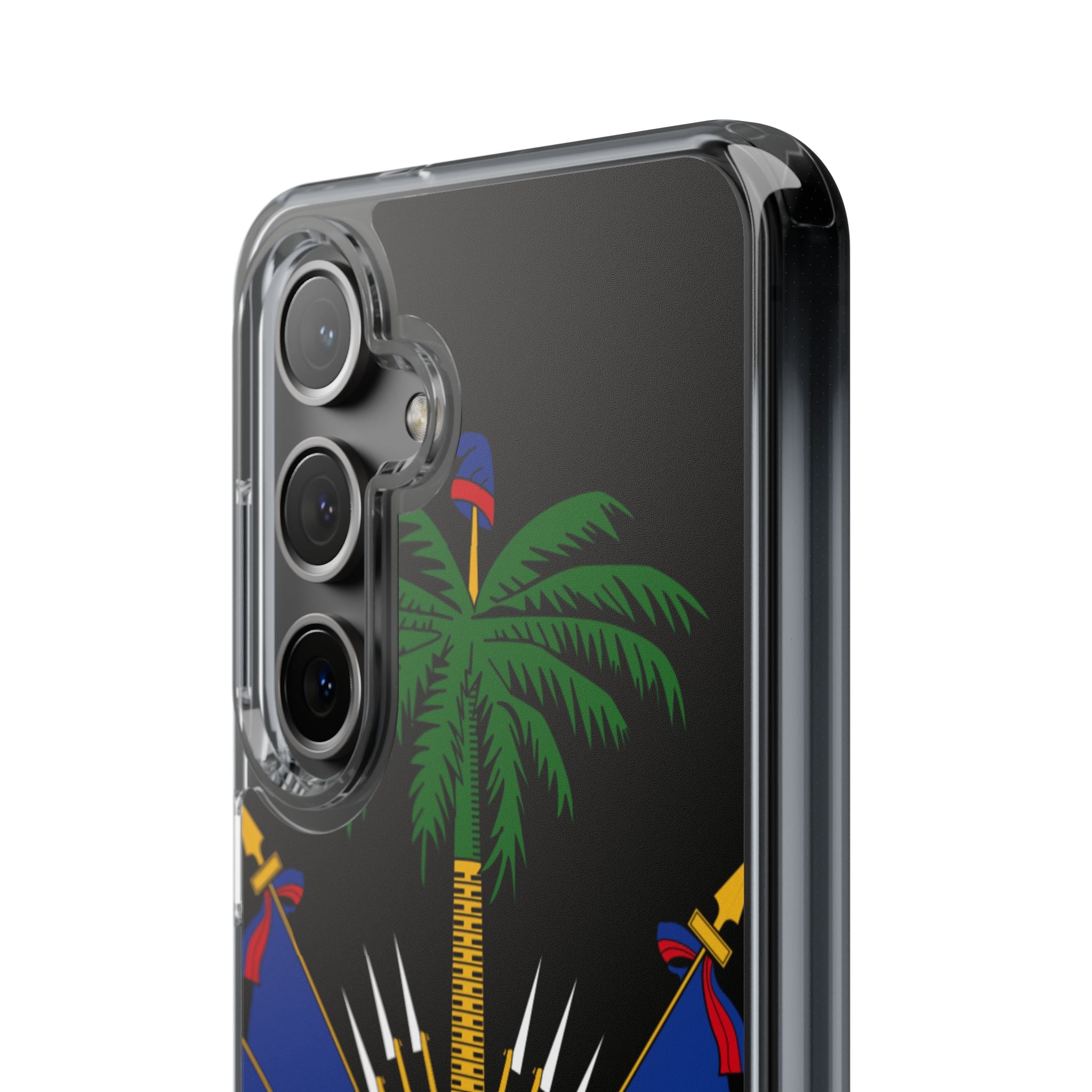 Haitian Flag Clear Phone Case - L'Union Fait La Force