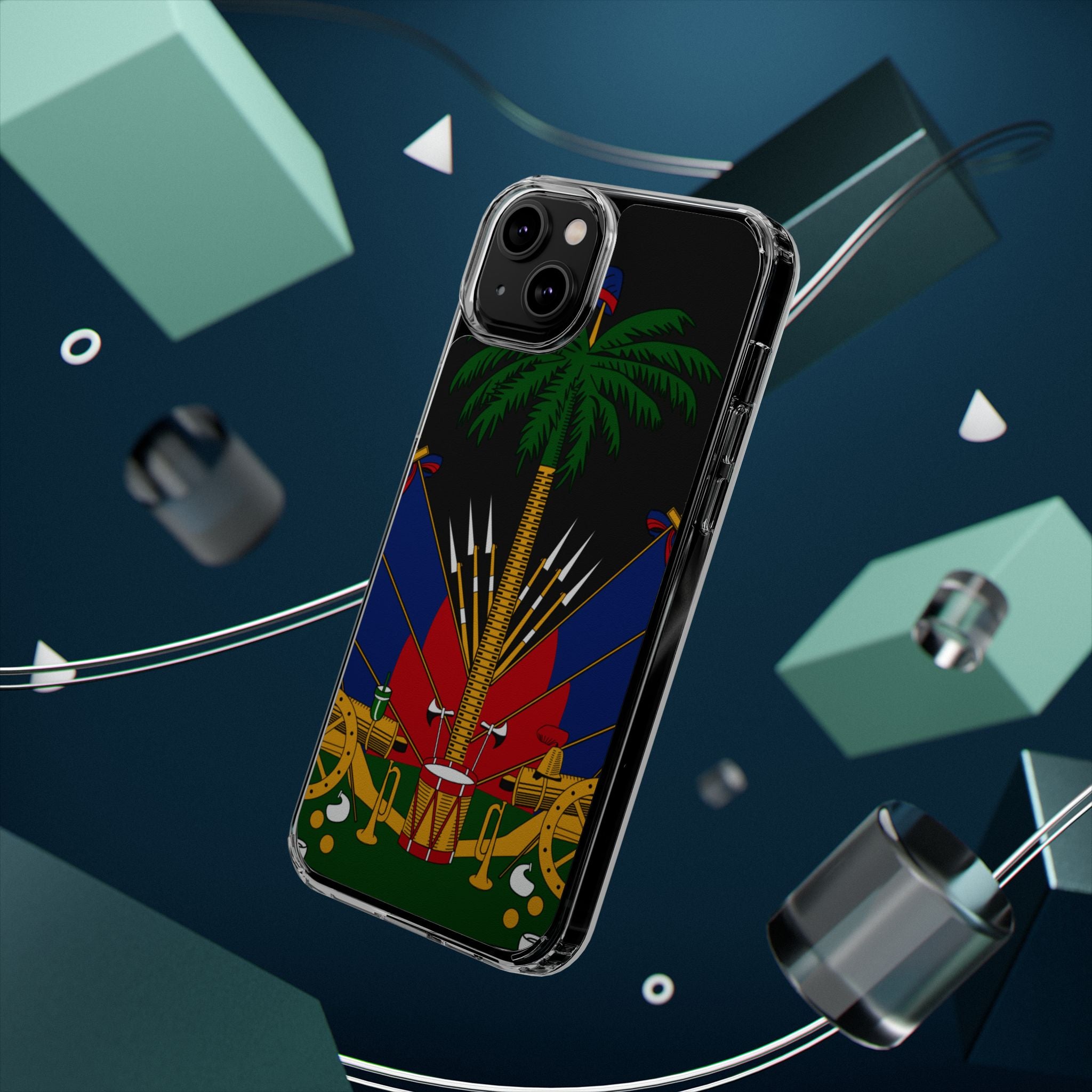 Haitian Flag Clear Phone Case - L'Union Fait La Force