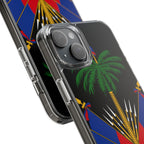 Haitian Flag Clear Phone Case - L'Union Fait La Force