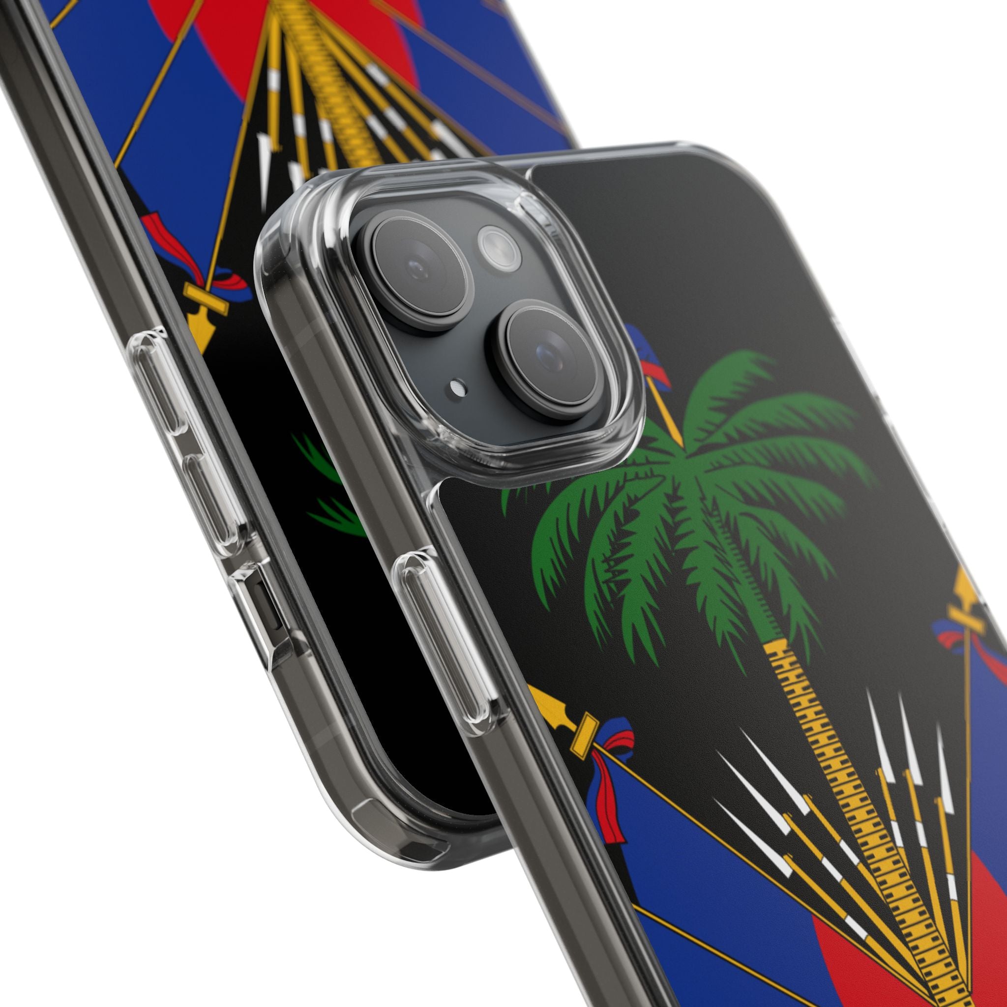Haitian Flag Clear Phone Case - L'Union Fait La Force