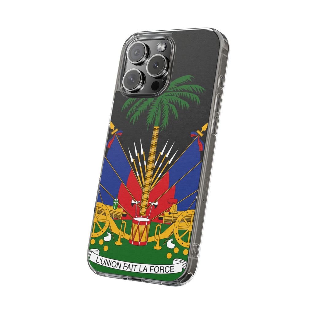 Haitian Flag Clear Phone Case - L'Union Fait La Force