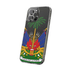 Haitian Flag Clear Phone Case - L'Union Fait La Force