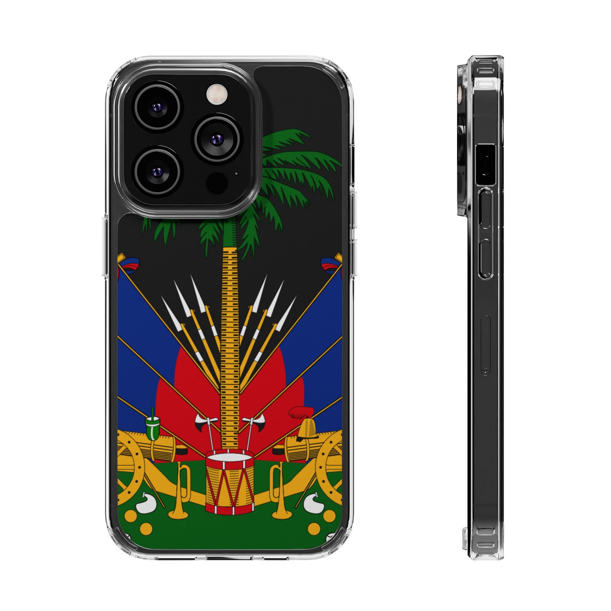 Haitian Flag Clear Phone Case - L'Union Fait La Force