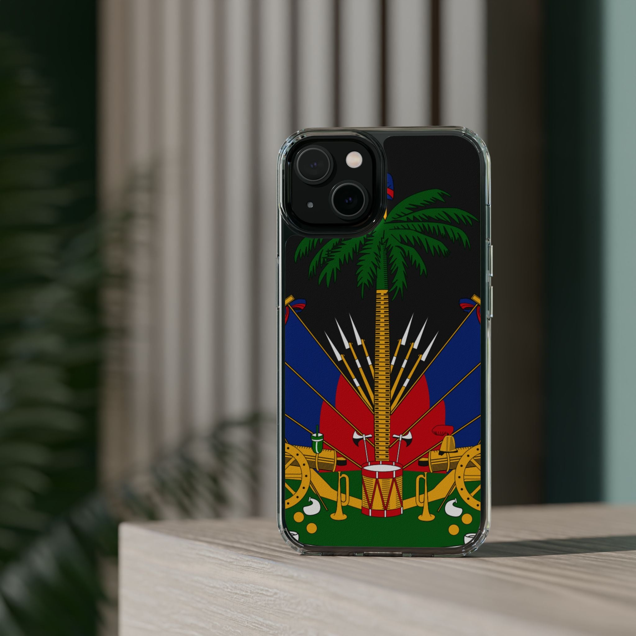 Haitian Flag Clear Phone Case - L'Union Fait La Force