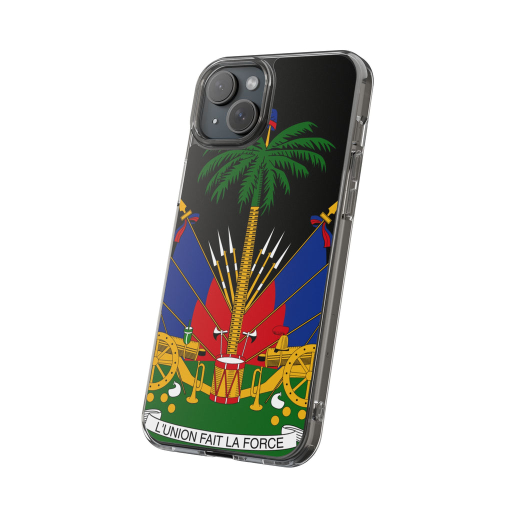 Haitian Flag Clear Phone Case - L'Union Fait La Force