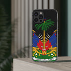 Haitian Flag Clear Phone Case - L'Union Fait La Force