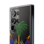 Haitian Flag Clear Phone Case - L'Union Fait La Force