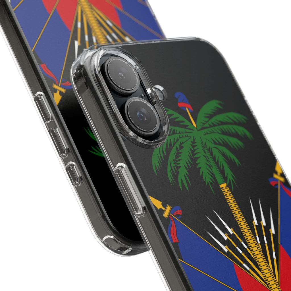 Haitian Flag Clear Phone Case - L'Union Fait La Force