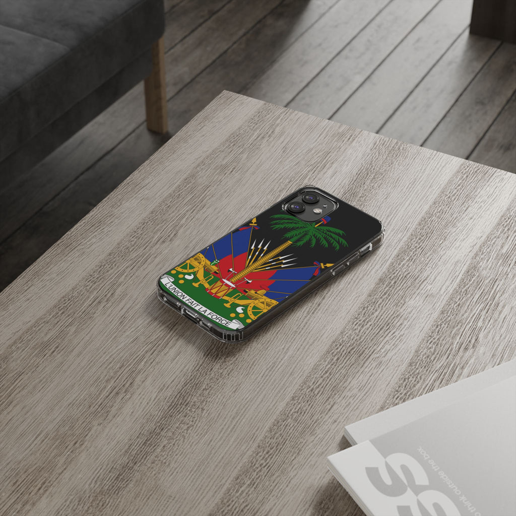 Haitian Flag Clear Phone Case - L'Union Fait La Force
